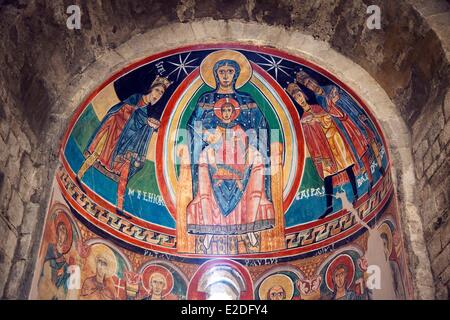 Spanien Katalonien Boi Tal Weltkulturerbe von UNESCO Santa Maria de Taull Kirche Fresken der Erscheinung des Herrn Stockfoto