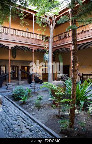 Kanarische Inseln, Gran Canaria, Las Palmas de Gran Canaria, Vegueta (Old Town), Casa Museo de Cristobal Colon, Terrasse, Hof Stockfoto