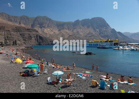 Spanien, Kanarische Inseln, Gran Canaria, Puerto de Las Nieves, Kiesstrand Stockfoto