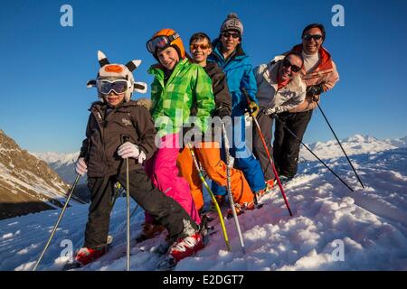 Frankreich Savoie Valmorel Familie auf Urlaub massiv von der Vanoise Tarentaise-Tal Stockfoto