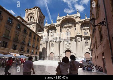 Spanien, Andalusien, Granada, Plaza de Las Pasiegas, die Kathedrale Stockfoto