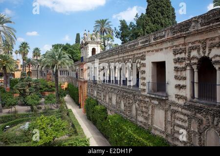 Spanien, Andalusien, Sevilla, der Alcazar von Sevilla (Reales Alcazares de Sevilla), Weltkulturerbe der UNESCO, die Gärten Stockfoto