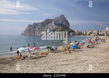 Spanien, Valencia Community, Costa Blanca, Calpe, Penon de Ifach Rock, Strand Stockfoto