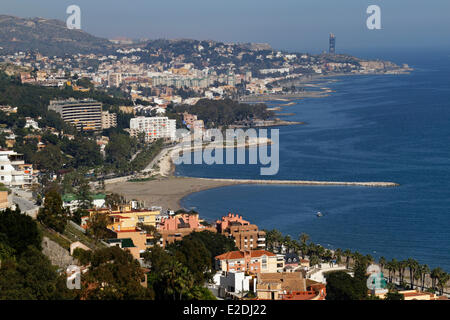 Spanien Andalusien Costa del Sol Malaga Panoramablick über die Küste Stockfoto
