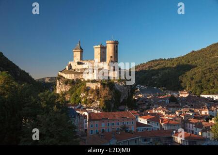 Frankreich Ariege Foix contal Burg Gaston Phoebus und der Grafen von Foix mit Blick auf die Stadt Stockfoto