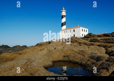 Spanien Balearen Menorca Cap de Favaritx Leuchtturm Stockfoto