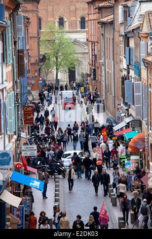 Frankreich, Haute Garonne, Toulouse, rue du Taur, Porte Miegeville von Saint Sernin, Animation Stockfoto