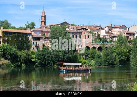 Die bischöfliche Stadt, Weltkulturerbe der UNESCO, Bootsfahrt auf dem Fluss Tarn, Albi, Tarn, Frankreich Stockfoto