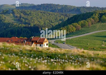 Territoire de Belfort in Frankreich Ballon d ' Alsace Top Inn mit Blick auf die Skipiste und die Jungfrau Wissgrut Stockfoto