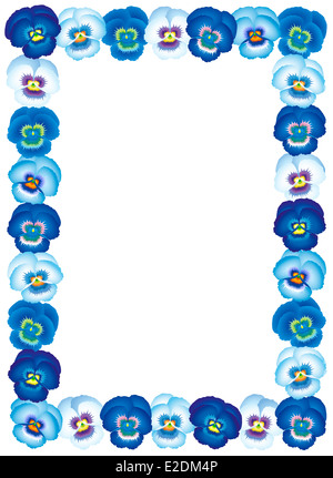 Vertikale blaue Stiefmütterchen Rahmen. Stockfoto