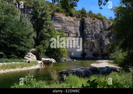 Frankreich-Ardeche-Gorges de l'Ardeche Labeaume La Beaume Fluss schmale Durchfahrt Stockfoto