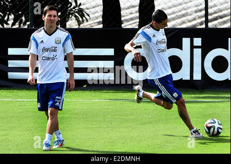 Minas Gerais, Brasilien. 19. Juni 2014. Lionel Messi während der Trainingseinheit der argentinischen Fußball-Nationalmannschaft in der Hahn-Stadt im Südosten Brasiliens Belo Horizonte, Minas Gerais, 19. Juni 2014. Argentinien spielt gegen den Iran am Samstag, 21. Bildnachweis: Dpa picture Alliance/Alamy Live News Stockfoto