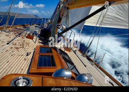 Griechenland Kreta Agios Nikolaos Region Elounda 22 Meter Segelboot Stockfoto