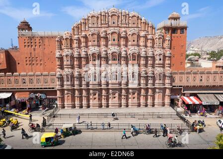 Indien Rajasthan Staat Jaipur Palast der Winde Hawa Mahal wurde 1799 erbaut. Stockfoto