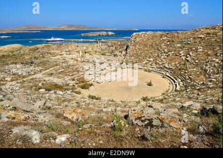 Griechenland-Kykladen-Inseln Delos aufgeführt als Weltkulturerbe von der UNESCO die archäologische Stätte von Delos Apollo Heiligtum am meisten Stockfoto