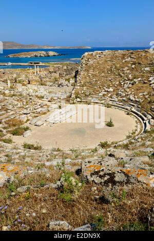 Griechenland-Kykladen-Inseln Delos aufgeführt als Weltkulturerbe von der UNESCO die archäologische Stätte von Delos Apollo Heiligtum am meisten Stockfoto