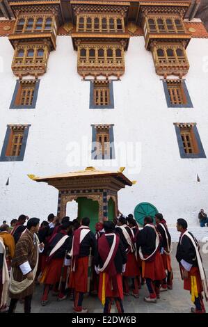 Bhutan Punakha Dzong Tsechu oder jährliche Festival Anzeige der königlichen Sänfte Stockfoto