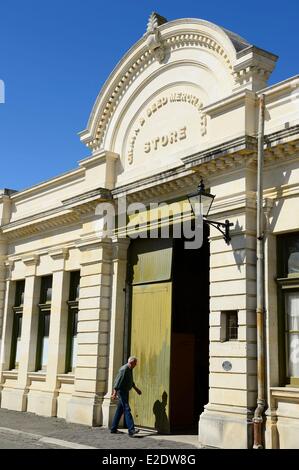 Neuseeland, Südinsel, Region Otago, Oamaru ist ein urbanes Zentrum direkt am Meer mit gut erhaltenen alten viktorianischen Gebäuden aus den 1880er Jahren Hafengasse Straße mit Lagerhallen, Scheunen und gewerblich genutzten Gebäuden gesäumt ist Stockfoto