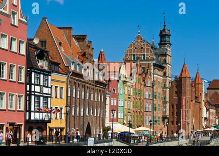 Polens östlichen Pommern Danzig historische Kai (Dlugie Pobrzeze) des alten Hafens am Mottlau Stockfoto