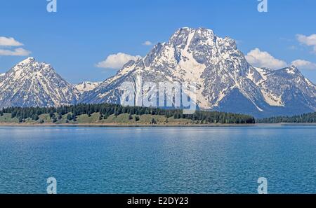 Vereinigte Staaten Wyoming Grand Teton National Park Jackson Lake und Mount Moran Stockfoto