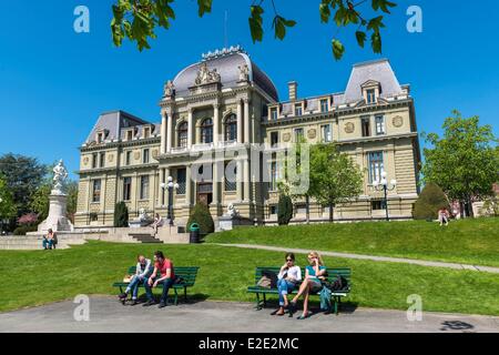 Schweiz Kanton Vaud Lausanne Gerichtsgebäuden und Statue von William Tell Stockfoto