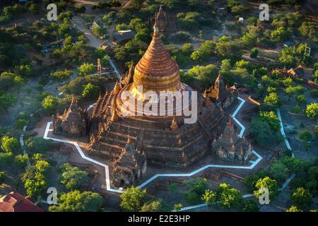 Myanmar (Burma) Mandalay Abteilung Bagan Überblick über die alte historische Hauptstadt in Ballons mit Luftballons über Bagan Blick aus der Stockfoto