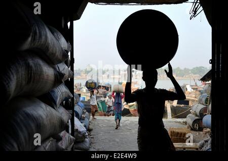 Khulna Bangladesch am Ufer des Flusses Rupsha und Bhairab ist die 3. größte Stadt in Bangladesh und ein wichtiger Stockfoto