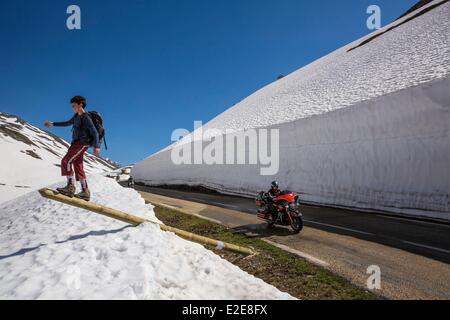 Frankreich, Savoyen, Seez, die Straße des Passes von Petit Saint Bernard pass (7178 ft) Stockfoto