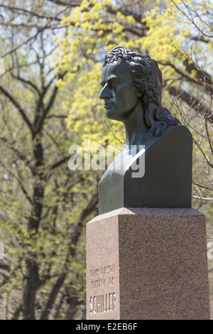 Johann Christoph Friedrich von Schiller Büste, Central Park, NYC Stockfoto