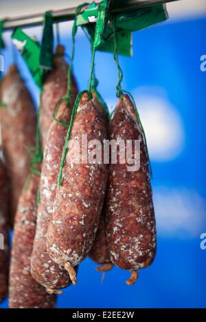 Frankreich, Corse du Sud, Ajaccio, Caesar Campinchi quadratisch, Markt, Wurst-Korsika Stockfoto