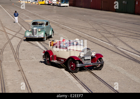 Neuseeland, Nordinsel, Napier. Oldtimer DeSoto auf Port andocken. Stockfoto