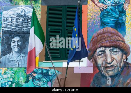 Italien, Ligurien, Cinque Terre Nationalpark aufgeführt als Weltkulturerbe der UNESCO, Riomaggiore, Wandbild Stockfoto