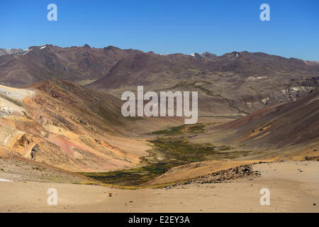 Peru, Arequipa Provinz, Chivay, Mismi Vulkan (5597 m), Tal des Rio Carhuasanta Stockfoto