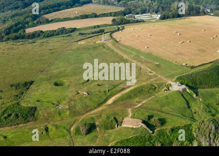 Frankreich, Calvados, Omaha Beach in Colleville Sur Mer, WN62 Bunker (Luftbild) Stockfoto