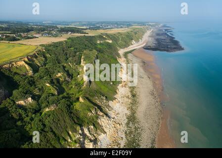 Frankreich, Calvados, Longues Sur Mer, der Klippe (Luftbild) Stockfoto