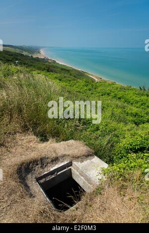 Frankreich, Calvados, Colleville Sur Mer, Omaha Beach, Stärke WN60, die erste große deutsche Stärke erfasst Stockfoto