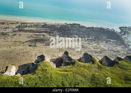 Frankreich, Calvados, Sainte Honorine des Pertes, der Klippe (Luftbild) Stockfoto