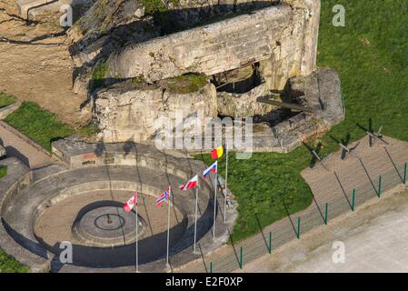 Frankreich-Manche Saint Marcouf Crisbecq Batterie Atlantikwall deutschen Küstenbatterien Bunker mit seinen 210mm-Kanone Skoda (Antenne Stockfoto