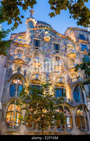 Spanien Katalonien Barcelona Eixample Viertel Casa Batllo (Batllo House) von dem Architekten Antoni Gaudi in dem Passeig de Gràcia 43 Stockfoto