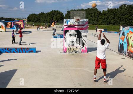 Frankreich, in der Nähe von Val-de-Marne, Valenton, Departemental Park la Plage Bleue Ecodistrict Les Temps Gebrauchsgüter in Limeil Brevannes Stockfoto