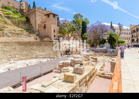 Antike römische Theater in Málaga, Costa Del Sol, Andalusien, Spanien, Europa. Stockfoto