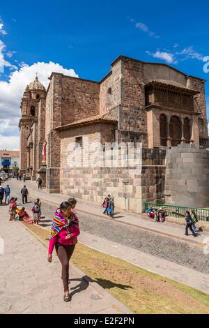 Peru, Cuzco, die Kirche von Santo Domingo auf den Tempel der Sonne oder Coricancha gebaut Stockfoto