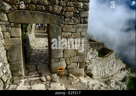 Peru Cuzco Provinz Inkas Heilige Tal Inka, die archäologische Stätte von Machu Picchu aufgeführt als Weltkulturerbe der UNESCO in gebaut der Stockfoto