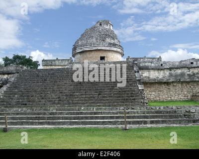 El Caracol Sternwarte Templein Chichen Itza Ausgrabungsstätte in Yucatan, Mexiko Stockfoto