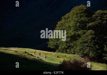 Frankreich, Haute Garonne, Bagneres de Luchon, Hospice de France, Wanderer Stockfoto