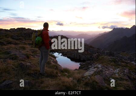 Frankreich, Haute Garonne, Klettern die Grate Boum Maupas, Wandern zwischen Maupas Zuflucht und Pic du Boum Stockfoto