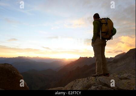 Frankreich, Haute Garonne, Klettern die Grate Boum Maupas, Wandern zwischen Maupas Zuflucht und Pic du Boum Stockfoto