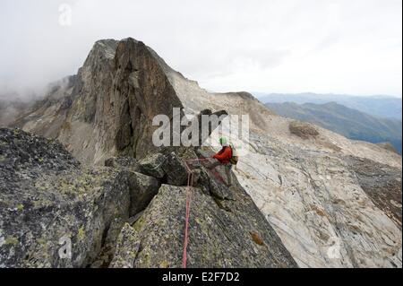 Frankreich, Haute Garonne, Klettern die Grate Boum Maupas, gegen Ende des Gletschers Boum Stockfoto