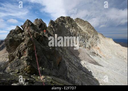 Frankreich, Haute Garonne, Klettern die Grate Boum Maupas, Gletscher Maupas und Peak Maupas (3019 m) Stockfoto