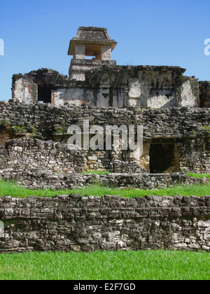 Maya-Tempel-Ruinen in Palenque in Mexiko Stockfoto